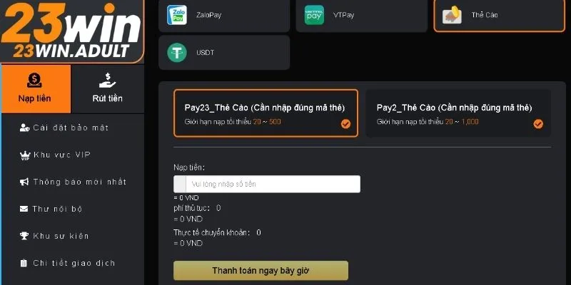 Nạp tiền kubet 11 net thẻ cào cần trả phí